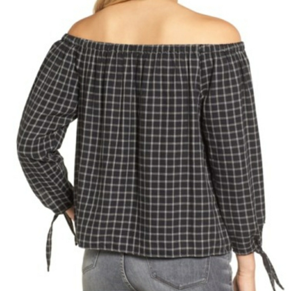 Madewell Plaid Off the Shoulder Top sz M - Picture 4 of 7